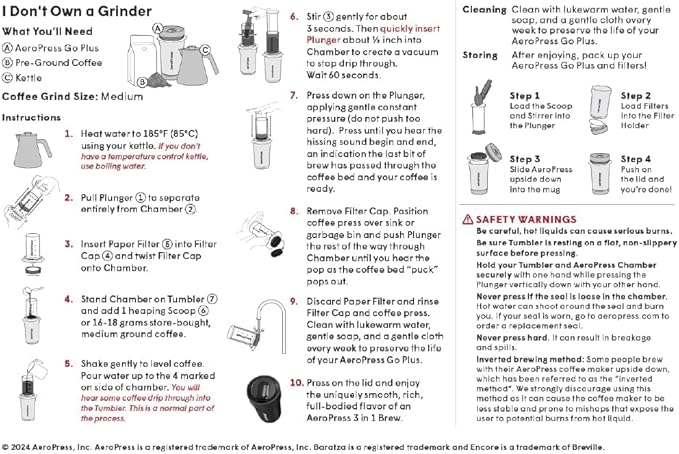 AeroPress Go Plus, Small Portable Coffee Maker for Travel & Camping - 3 In 1 Brew Method Combines French Press, Pourover, Espresso, Full Bodied Coffee without Bitterness, Coffee Press Kit - Black