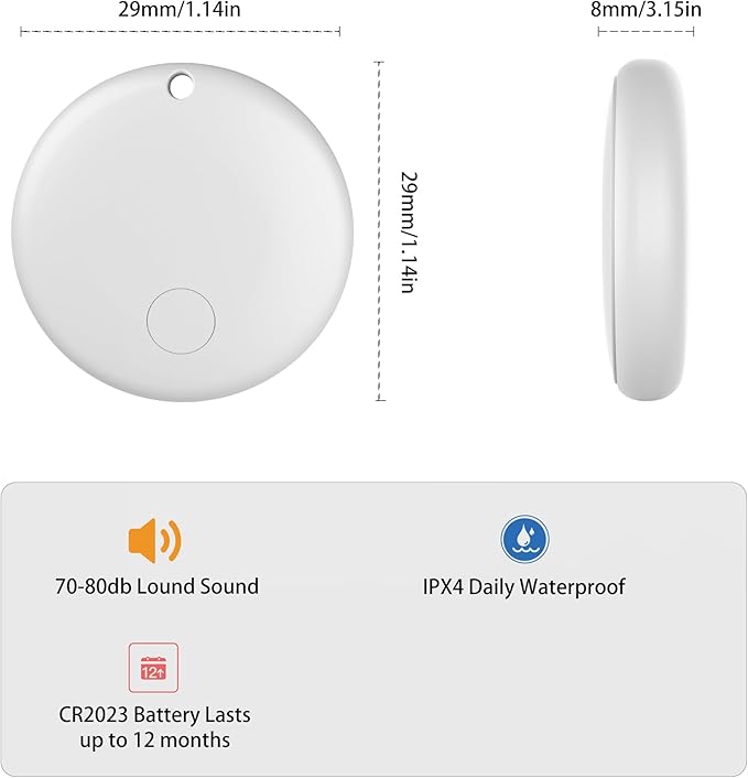 Air TrackerTags-2 Pack Tracker Tag Work with Apple Find My (iOS 14.6 Above Only) Smart Tag Item Finders for Key, Luggage, Backpack，etc. ((White, 2 Pack)