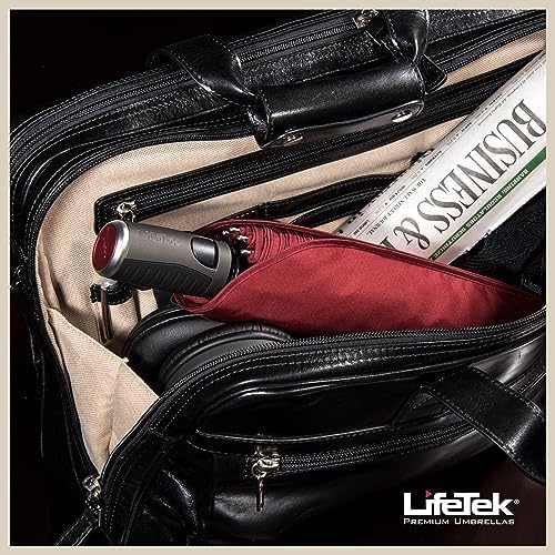 LifeTek Premium Travel Umbrella - Windproof & Compact for Men & Women, Automatic Open Close, Fits in Purse Laptop Bag or Backpack, Strong Frame for Heavy Rain & Sun UV Protection