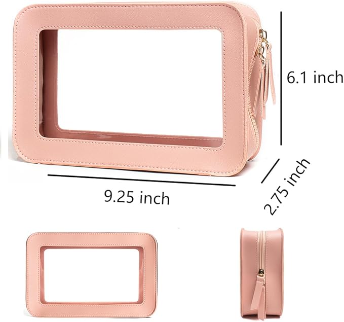 Clear Makeup Bag Small, TSA Approved Portable Toiletry Bag with Zipper Cosmetic Travel Bag Makeup Organizer Case Mini Makeup Pouch for Purse Car Organizer Bag for Women Men