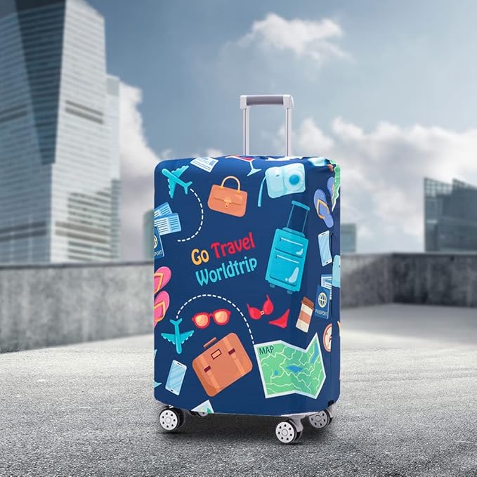 Travelkin Luggage Cover Washable Suitcase Protector Anti-scratch Suitcase cover Fits 18-32 Inch Luggage (Go travel-Trip, S)