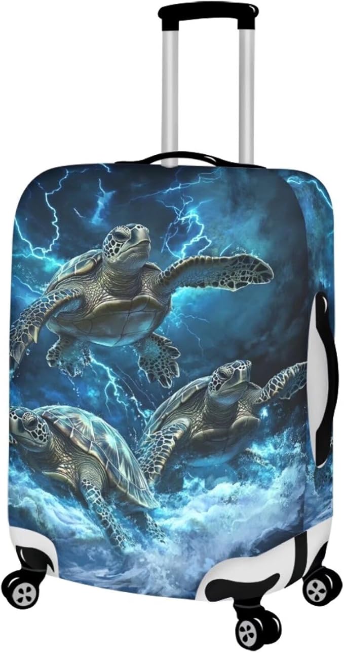 Sea Turtle Suitcase Cover Fits 22-25 Inch Luggage with Zipper Anti-Scratch Spandex Luggage Cover Washable Stretchable Travel Suitcase Covers for Luggage Universal Baggage Cover(Size M)