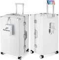 feilario 29in Super Large Captain Aluminum Frame Hardside Spinner Wheels Luggage, Removable Wheels Zipperless Checked Suitcase with Cup Holder/Phone Holder