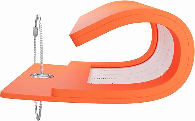 Gostwo 2 Pack Luggage Tags for Suitcases, 26 Initial Letter Travel Luggage Baggage Identification Labels ID Tag Fully Bendable Tags with Stainless Steel Loop (Orange) (Letter G)