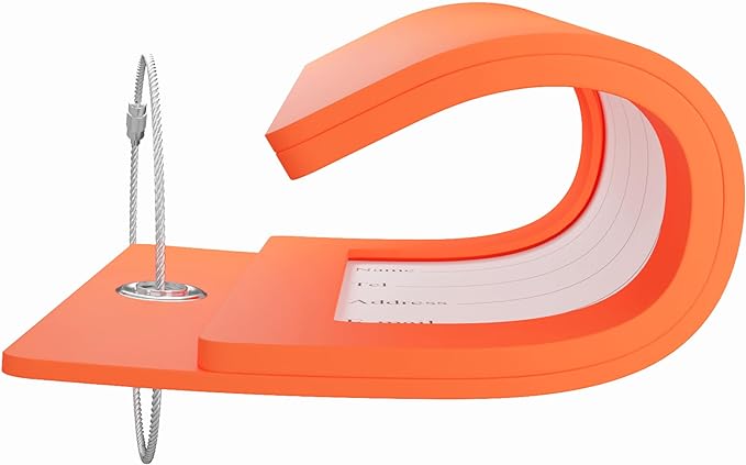Gostwo 2 Pack Luggage Tags for Suitcases, 26 Initial Letter Travel Luggage Baggage Identification Labels ID Tag Fully Bendable Tags with Stainless Steel Loop (Orange) (Letter C)