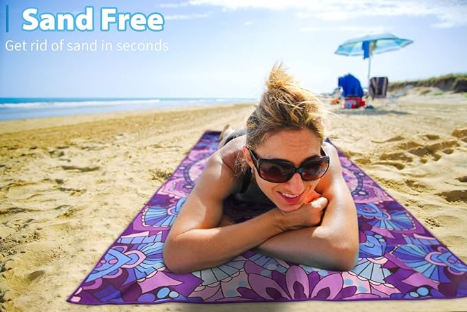 2 Pack Microfiber Oversized Lightweight Beach Towel 71"x32" XL Extra Large Thin Sand Free Towels Travel Swim Pool Yoga Gym Camping for Adults Women Men Beach Essentials Accessories Vacation Gift