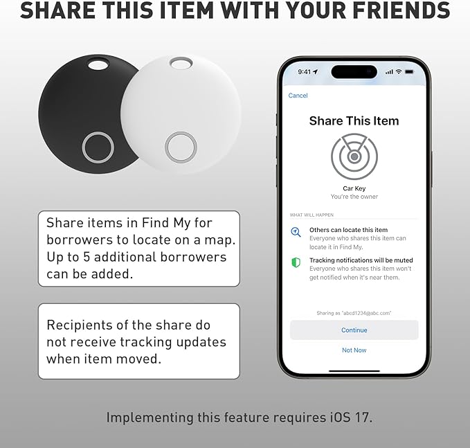 Air Tracker Tags-2 Pack [Apple MFi Certified] (iOS Only), Smart Bluetooth Tracker, Compatible with Apple Find My, Item Locator for Keys, Luggage, Wallet, Suitcase, Bags, IP67 Waterproof