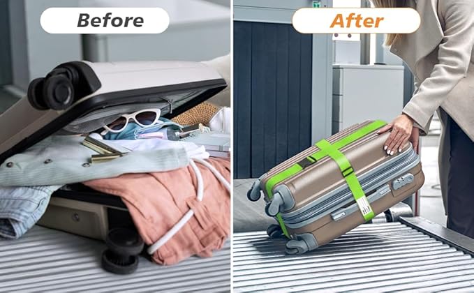 BILIONE Luggage Straps TSA Approved Add a Bag Premium Accessory for Travel Bag Closure (Vivid Orange, 2)