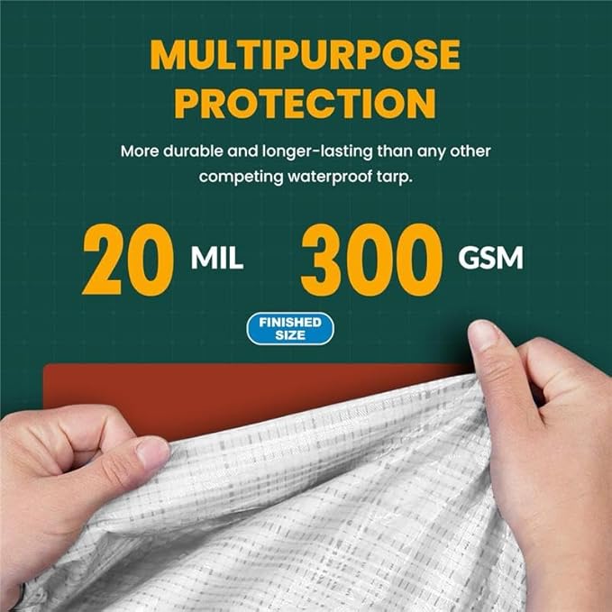 Tarp Cover White Heavy Duty 20 Mill Thick Material, Waterproof 10'X20' Great for Tarpaulin Canopy Tent, Boat, RV Or Pool Cover! by Trademark Supplies (Poly Tarp 10X20 Ultra Thick)