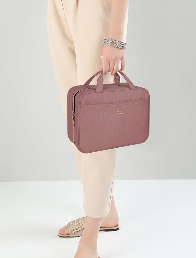 Brown Toiletry Bag, Makeup Organizer, Travel Bag For Women Mens Toiletries, Waterproof with Hanging Hook, Large Capacity