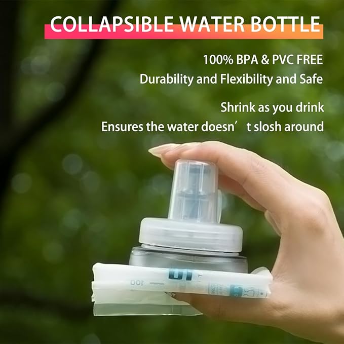 Soft Flasks Soft Running Water Flask Collapsible Soft Water Bottles Small BPA-Free for Sports Hiking Hydration Pack 500 ml/17oz，300 ml/10oz（2pack-500ml,blue）