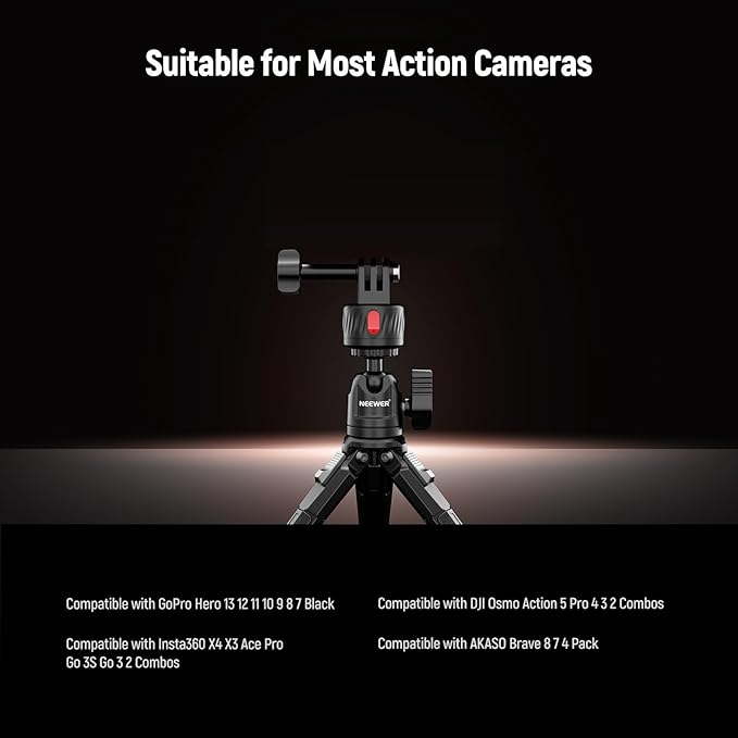 NEEWER Magnetic Action Camera Mount Kit, Compatible with GoPro Hero 13 12 11 Max DJI Osmo Action Insta360, ABS Magnetic Quick Release Mount for POV Shots, GP-24