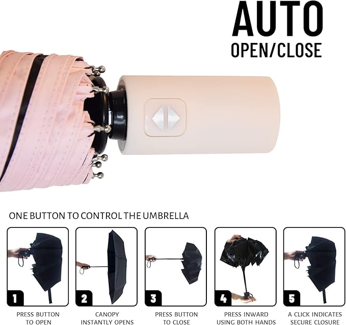 SY COMPACT Umbrella Automatic Travel Waterproof Light Folding Umbrellas Easy Carry for Women and Men