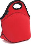 FlowFly Neoprene Lunch Tote Insulated Thermal Reusable Lunch Bag Box for Boys Men with Zipper (Red)