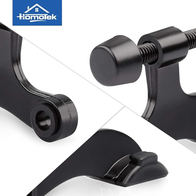 HOMOTEK 8 Pack Hinge Pin Black Door Stopper,Adjustable Deluxe Heavy Duty Door Stopper 2-1/2"x1-3/4”,with Black Rubber Bumper Tips