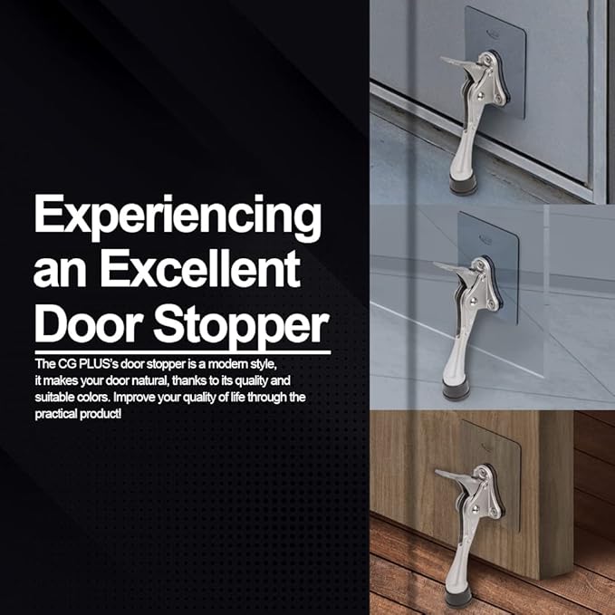 One-Touch Doorstop Adhesive Bracket (Black, 4inch x 2pack)