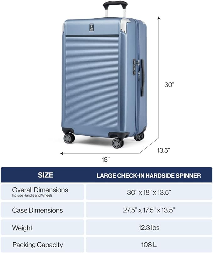 Travelpro Platinum Elite Hardside Expandable Checked Luggage, 8 Wheel Spinner, TSA Lock, Hard Shell Polycarbonate Suitcase, Metallic Sand, Checked Large 28-Inch