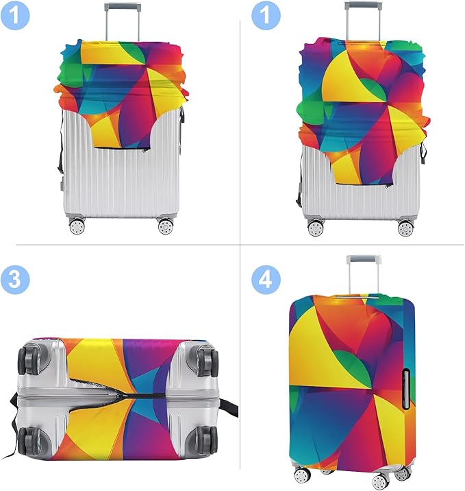 Luggage Cover Washable Suitcase Protector Anti-Scratch,Stretchable Fit for 20-34Inch Luggage Durable Travel Bag Cover with Zipper Closure (Multicolored, XL(fits 32-34Inch suitcase))