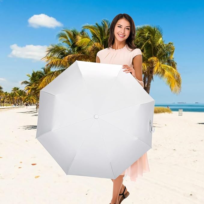 Cuby UV Sun Umbrella Compact Folding Umbrella lightweight Portable Manual Travel Umbrella for Rainproof & 99% UV Protection with Black Anti-UV Coating