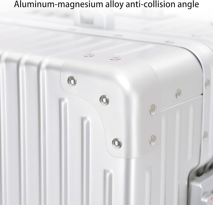 Metal All Aluminum Carry-on Luggage TSA Customs Lock Zipperless Silent Rotary Wheel Business Suitcase Aluminum Frame Set (rose gold, 28 '')