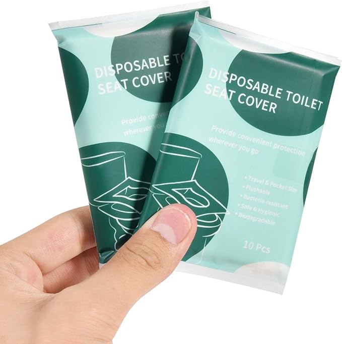 120 Pcs Disposable Flushable Paper Toilet Seat Covers Travel Supplies Essentials for Airplane, Public Restrooms, Bathroom, Hotels, Camping, Kids or Adults