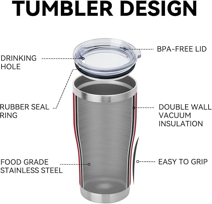 DOMICARE 20oz Tumbler with Lid Stainless Steel Tumblers Bulk, Double Wall Vacuum Insulated Coffee Travel Mug Powder Coated Tumbler, 4 Pack Red