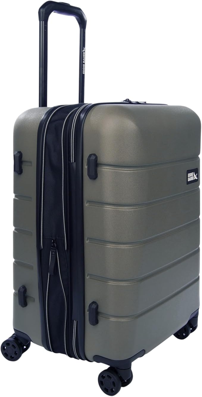 Eddie Bauer Glacier Checked 30" Luggage | Hardside | Spinner Wheels | Expandable | Lightweight | Travel Essentials - Sprig Green