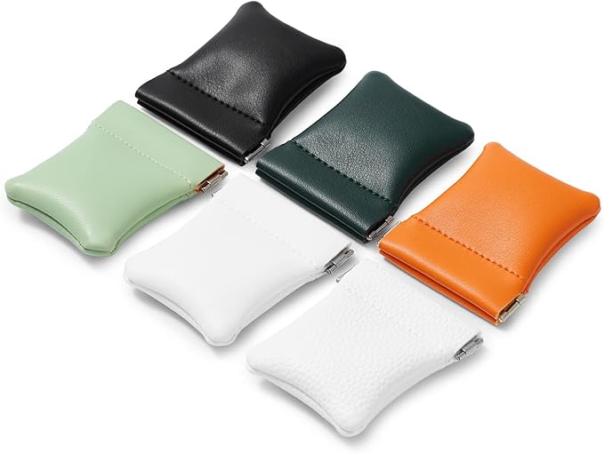 2 Pack PU Leather Slim Engagement Wedding Ring Pouch Leather Jewelry Pouch Christmas,Wedding Party Favor Gift Bag(Pearl White)