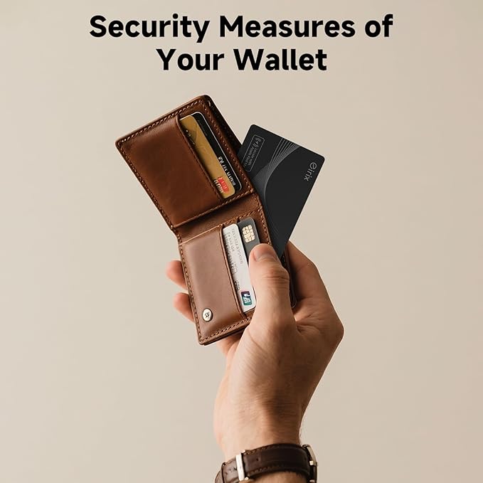 2025[Apple MFi Certified] eirix Air Tags Wallet Tracker Card Work with Apple Find My (iOS Only), Rechargeable Airtag GPS Tracker Item Locator Thin Finder for Wallet, Keys, Luggage, Bags (Black 2Pack)