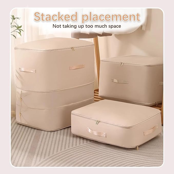 XL Ultra Space Saving Bags self compression organizer bags space saver bag for comforters Storage bag organizer for blankets bedding clothes(Beige-1PCS)