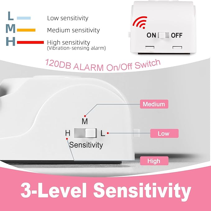Portable Door Stop Alarm, No Installation Required, Provides Security for Home, Hotel and Traveling(3 Pack Door Stop)