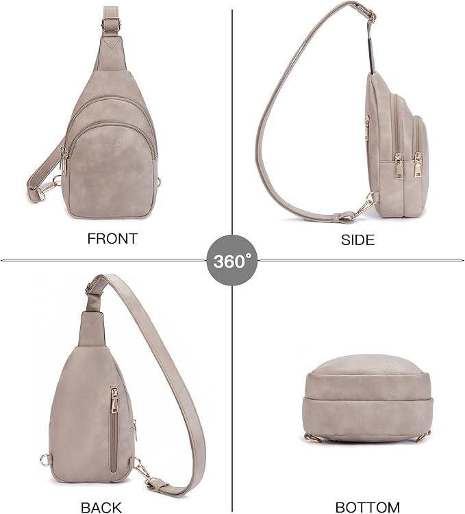 Telena Small Sling Bag for Women Leather Crossbody Fanny Packs Chest Bag for Women