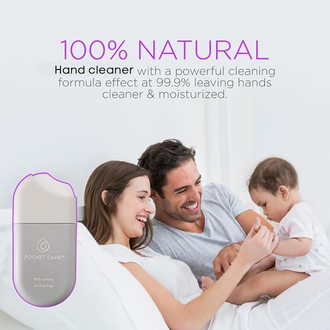 POCKET CARE | 3 Pack Peppermint Hand Cleanser Moisturizing Spray 1.5 Fl OZ- for Hands | Organic | Travel Size - Travel Accessories | 100% natural