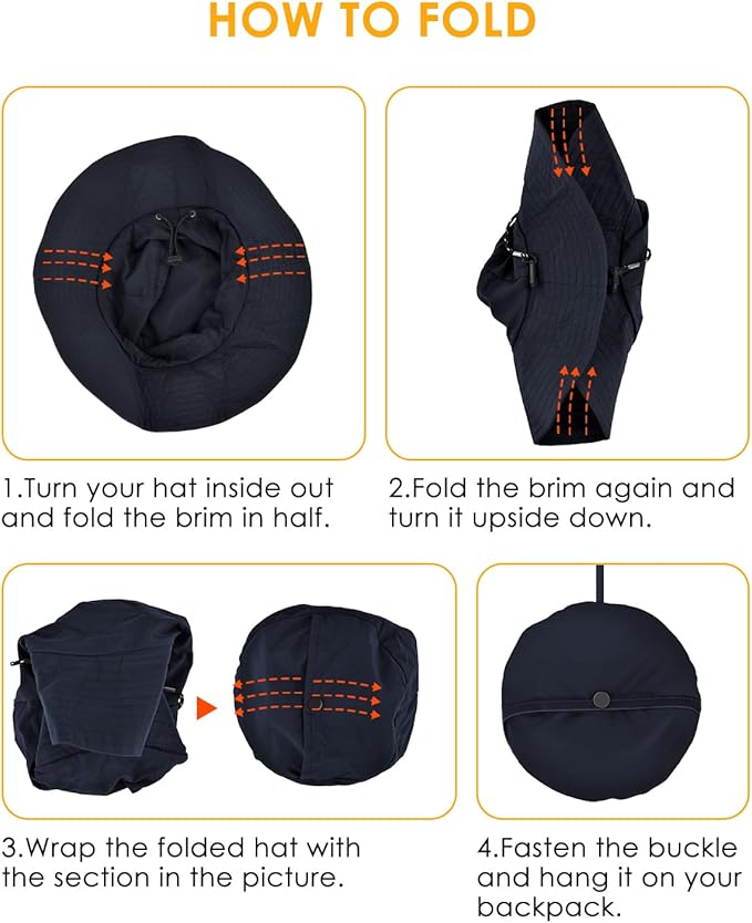 BROTOU Foldable Bucket Hats for Women/Men, UPF 50+ Wide Brim Sun Hat, Waterproof Fishing Cap with UV Protection