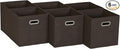Household Essentials, Brown 6 Pack Fabric Storage Bins with Handle