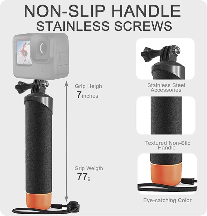 FitStill Carrying Protective Case Include 60M/196FT Underwater Waterproof Shell&Dive Filters&Silicone Case&Screen Protector&Monopod Floating Hand Grip Dive Go Pro Hero 12/11/10/9 Black Accessory Kit