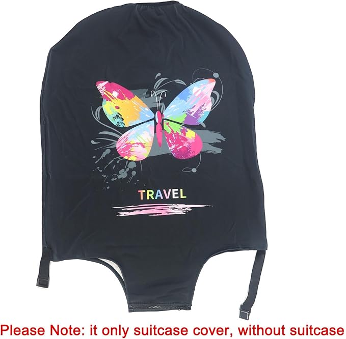 MosaiRudo Thicker Luggage Cover Elastic Suitcase Cover Protector Fits 18-32 Inch Suitcase Travel Accessories (Butterfly, L)