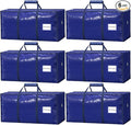 6 Pack Heavy Duty Moving Bags with Padded Wrap Around Handles-Strengthened Zipper Extra Large Storage Totes for Dorm College Clothes