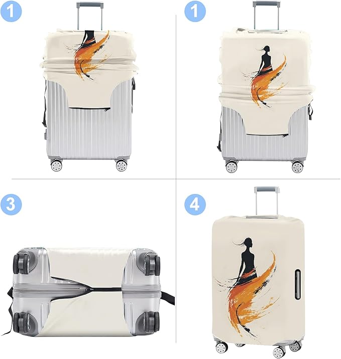 Luggage Cover Washable Suitcase Protector Anti-scratch Suitcase cover Fits 20-34 Inch Luggage (Girl-6, S(20-22inch suitcase))