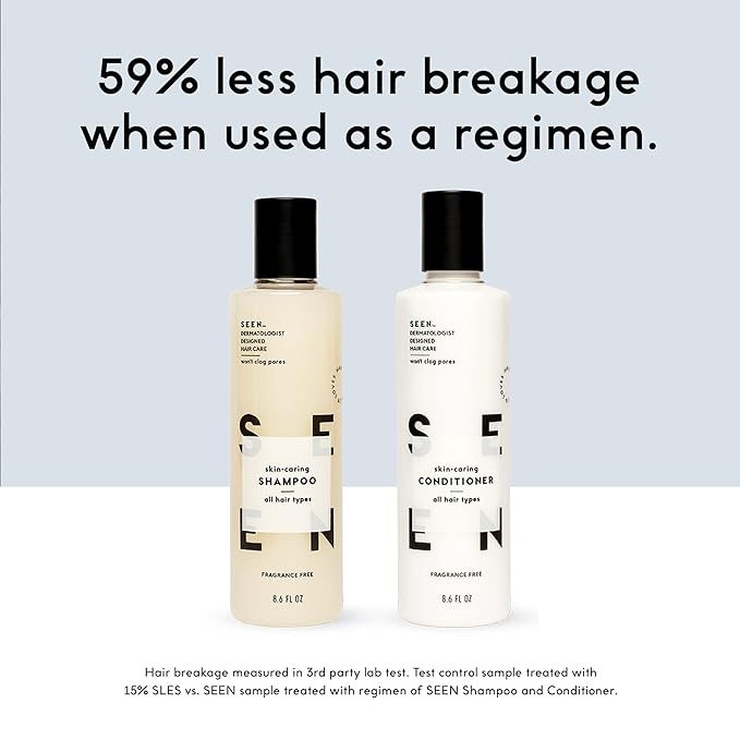 SEEN Shampoo Eco-Refill, Fragrance Free - Non-Comedogenic & Sulfate-Free Hair Shampoo- Dermatologist-Developed - Safe for Sensitive, Eczema & Acne Prone Skin