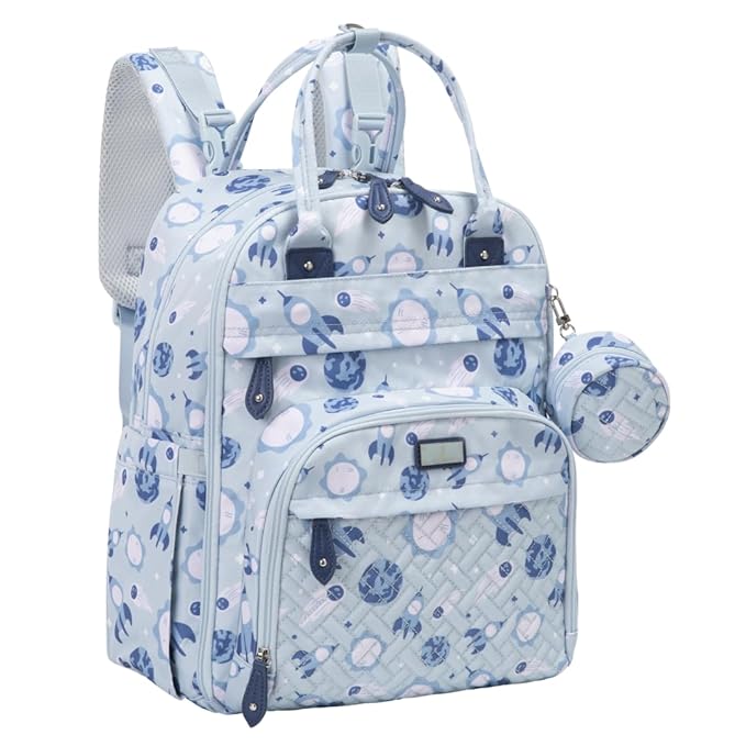 BabbleRoo Diaper Bag Backpack - Baby Essentials Travel Tote - Multi Function Water Resistant Diaper Bag, Travel Essentials Baby Bag with Changing Pad, Stroller Straps & Pacifier Case - Unisex, Cosmic