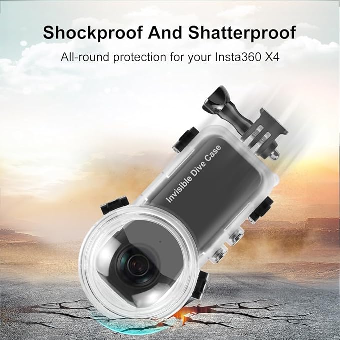 Invisible Dive Case for Insta360 X4, FotStdio Insta 360 X4 Waterproof Case 50m/164ft Underwater Diving Housing Cover Protective Sealed Shell Photography Housings Action Camera Accessories