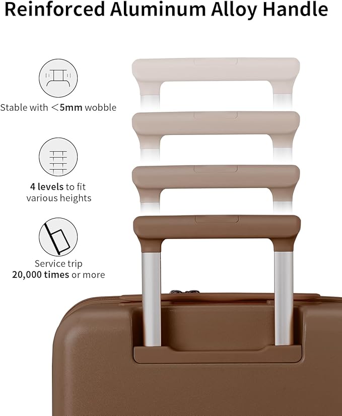 aji Expandable Top Opening 26 Inch Checked Luggage with Spinner Wheels, Large Suitcase with TSA Lock, Hard Shell Travel luggage Suitcases for Men Women, for 20+Days Travel, Chocolate Brown