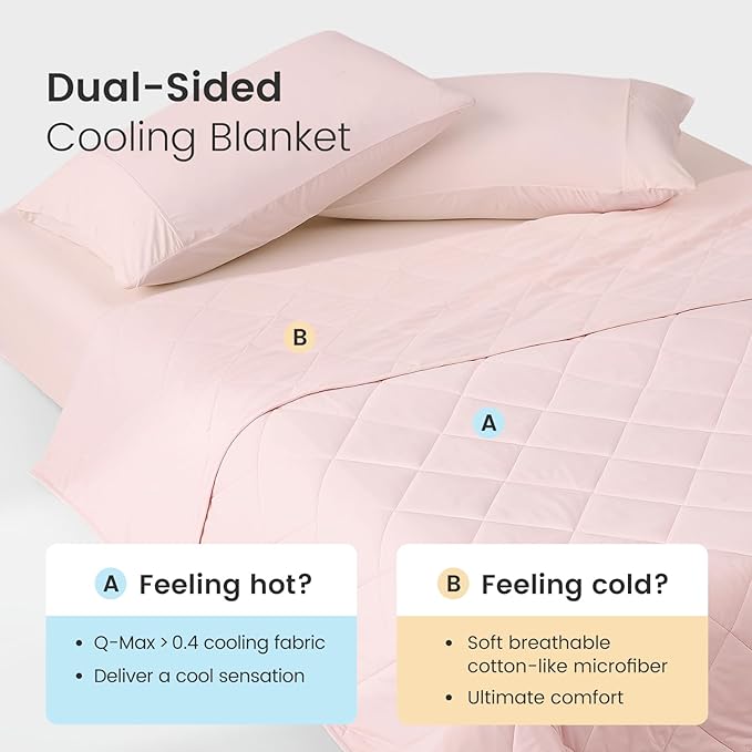 Cozy Bliss Cooling Throw Blanket for Hot Sleepers, Q-Max 0.4 Cooling Comfort 50x70, Cold Blankets for Night Sweats Sleeping, Ultra-Cool Lightweight Breathable Summer Blanket for Bed Travel