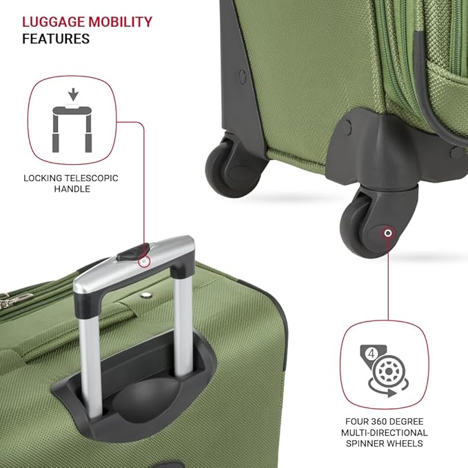 SwissGear Sion Softside Expandable Luggage, Evergreen, Checked-Large 29-Inch