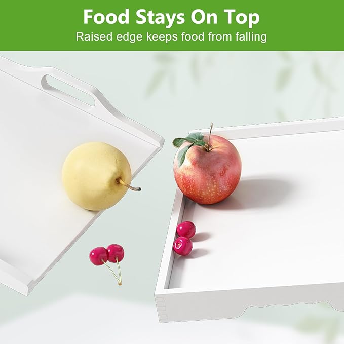Bed Tray Table with Folding Legs,Bamboo Breakfast in Bed for TV Table,Tray,Eating,Snack Tray,Laptop Computer (White, Large)