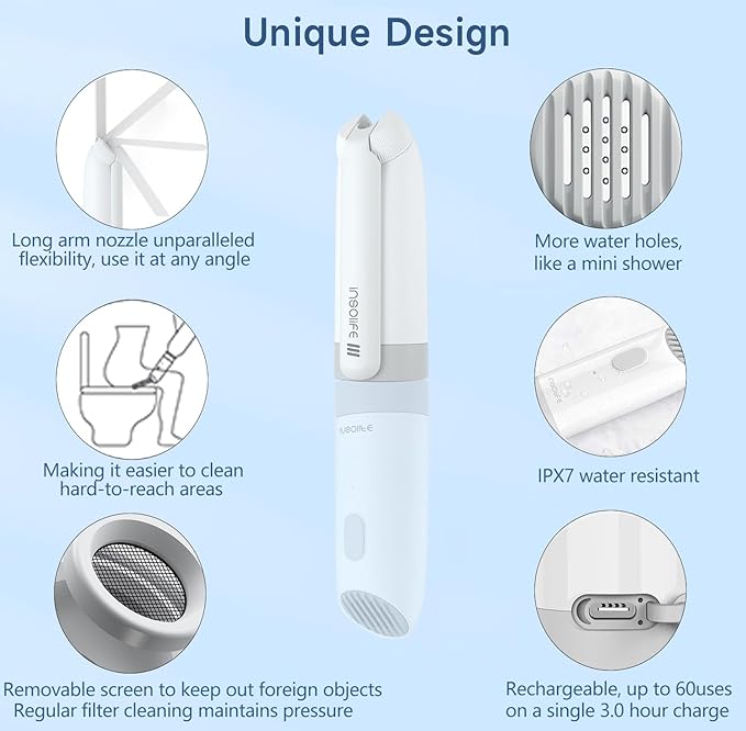 Portable Bidet|High Pressure Travel Bidets Electric Portable Bidet for Women Men Hygiene Cleaning | Soothing Postpartum Care | Hemorrhoid Perineal Care| Travel Bidets Portable