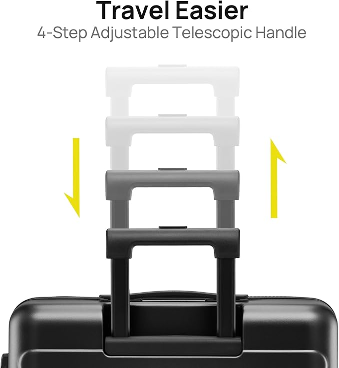 Carry on Luggage 22 X 14 X 9 Airline Approved, 20 Inch Luggage for 3-5 Days Travel, Double Spinner Wheels, 100% Hardshell PC, TSA Lock (01-Black (Basic), Checked 24-Inch)