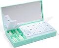 PORT X POLISH Designer Weekly Pill Box Organizer (AM/PM 2X Daily, Mint) | Compact, Stylish 7-Day Vitamin Supplement Case | Cute Portable Mini Travel Medicine Carrier | BPA-Free Pillbox Caddy