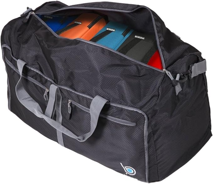 Bago Foldable Duffel Bags for Traveling Women & Men - 60L Medium Packable Duffle Bag for Travel with Shoe Compartment - Water Repellant, Heavy Duty, Lightweight Folding & Collapsible (SnowDepPurple)